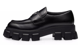 Prada  Monolith Brushed Leather Loafers